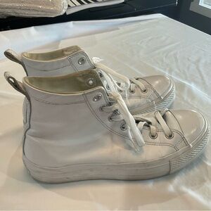 Converse White Leather High-Top Athletic Shoes